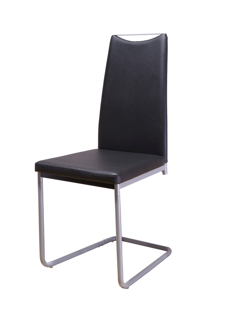 FLATMATE 02 Cantilever chair Alu shiny silver Artificial leather black B 42, H 100, T 55 cm
